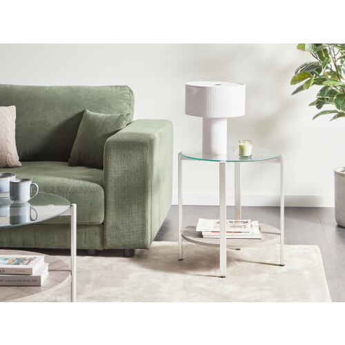 Beliani Side Table LOVELL Tempered Glass Silver 1