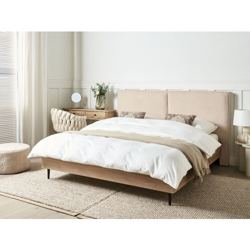 Beliani Bed Boucle IZERNORE 160 x 200 cm (EU King Size) Beige 1