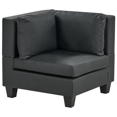 Beliani Modular Corner Sofa 5 Seater UNSTAD Left Hand Black Faux Leather 1