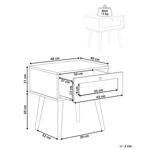 Beliani 1 Drawer Bedside Table ALBANY Light Brown 2