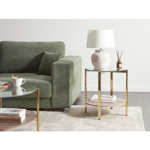 Beliani Side Table LOVELL Tempered Glass Gold 1