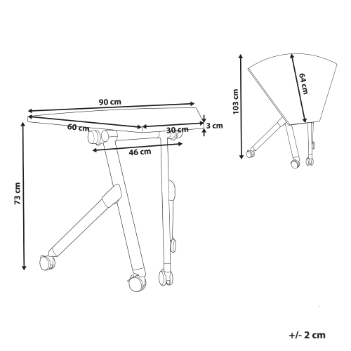 Beliani Foldable Corner Desk Module BENDI 90 cm 64 cm White 2
