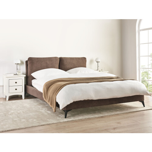 Beliani Bed Boucle MELLE 160 x 200 cm (EU King Size) Brown 1