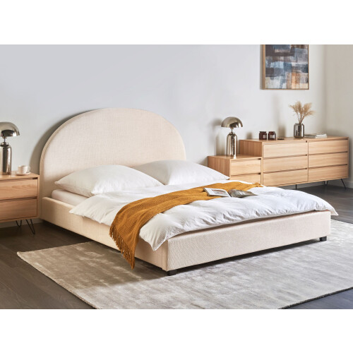 Beliani Bed Fabric VAUCLUSE 160 x 200 cm (EU King Size) Light Beige 1