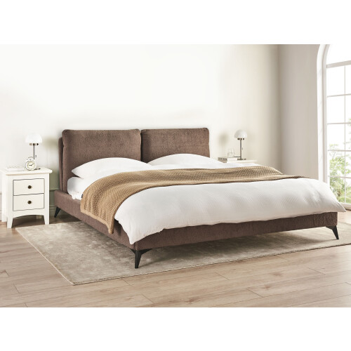 Beliani Bed Boucle MELLE 180 x 200 cm (EU Super King) Brown 1