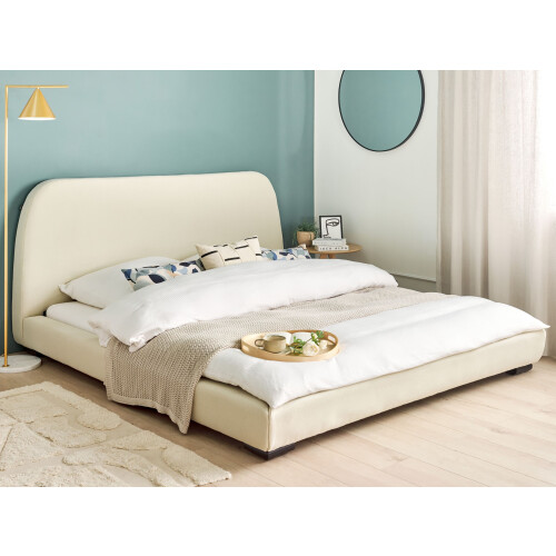 Beliani Bed Fabric ROISEL 180 x 200 cm (EU Super King) Light Beige 1