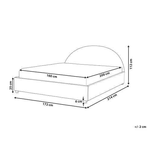 Beliani Bed Fabric VAUCLUSE 160 x 200 cm (EU King Size) Light Beige 2