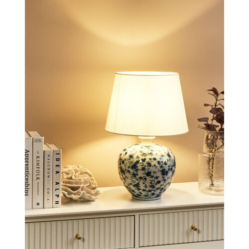 Beliani Table Lamp SILVES Porcelain White/ Blue 1