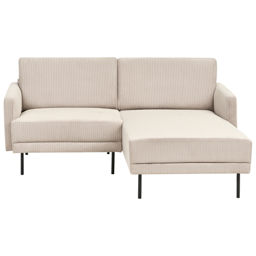 Beliani Corner Sofa BREDA Corduroy Beige Left Hand 1