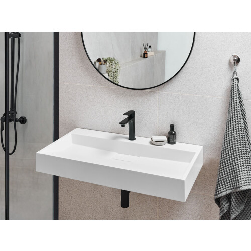 Beliani Wall Hung Basin QUENKO 900 x 460 mm Mineral Cast White 1
