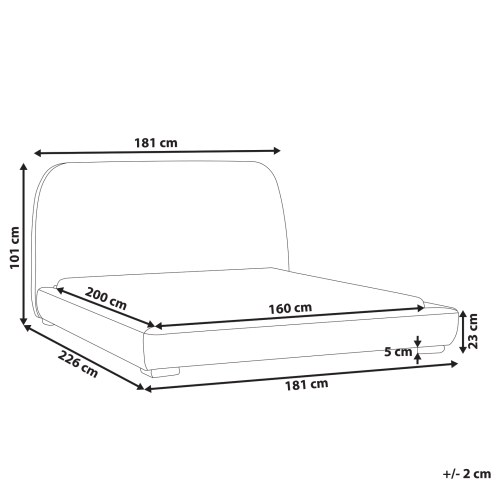 Beliani Bed Fabric ROISEL 160 x 200 cm (EU King Size) Light Beige 2