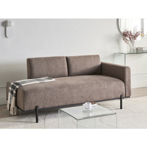 Beliani Chaise Longue SAVASSE Faux Linen Light Brown 1