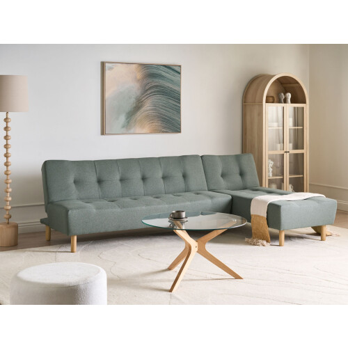 Beliani Modular Corner Sofa Bed 4 Seater ALSTEN Fabric Green Left Hand 1