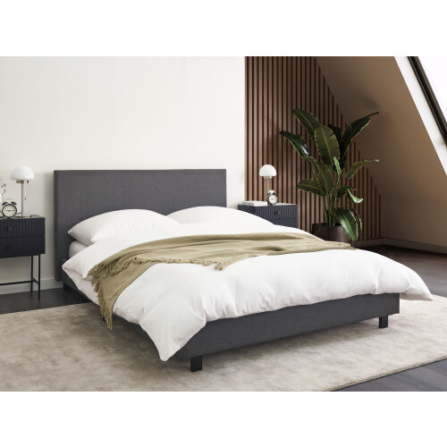 Beliani Bed Fabric ALBI 140 x 200 cm (EU Double) Grey 1