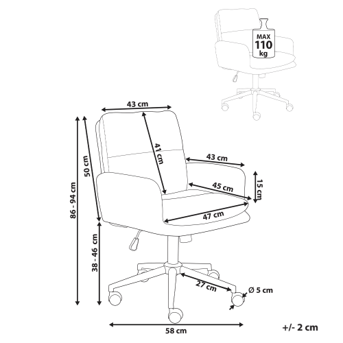 Beliani Office Chair CONSTANTIA Light Grey 2