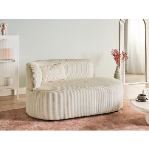 Beliani Left-Hand Chaise Longue VANVEY Corduroy Light Beige 2