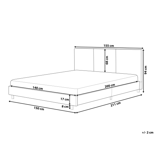 Beliani Bed Boucle ALBI 140 x 200 cm (EU Double) Off-White 2
