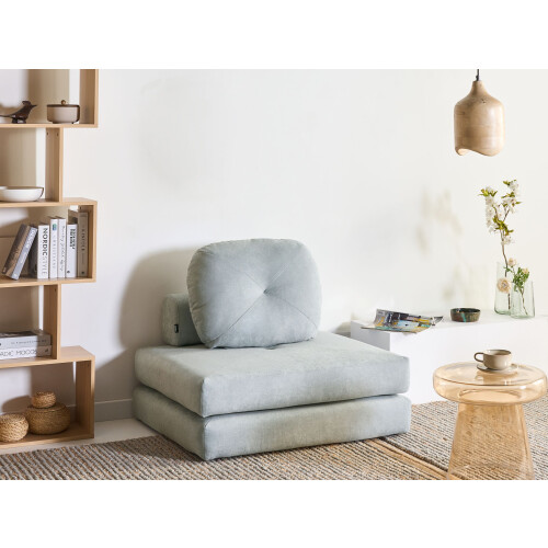 Beliani Single Sofa Bed OLDEN Chenille Light Blue 1