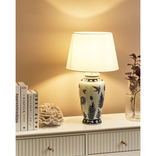 Beliani Table Lamp BIJELA Porcelain White/ Blue 1