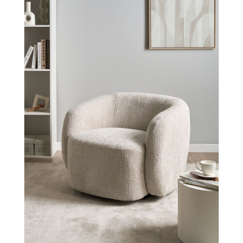 Beliani Swivel Armchair TORE Fabric Beige 1