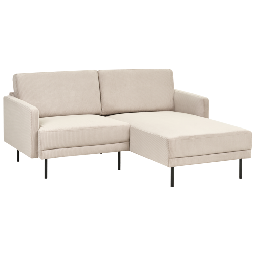 Beliani Corner Sofa BREDA Corduroy Beige Left Hand 2