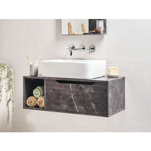 Beliani Wall Mounted Vanity Unit CASCAVEL 80 cm Black Marble 2