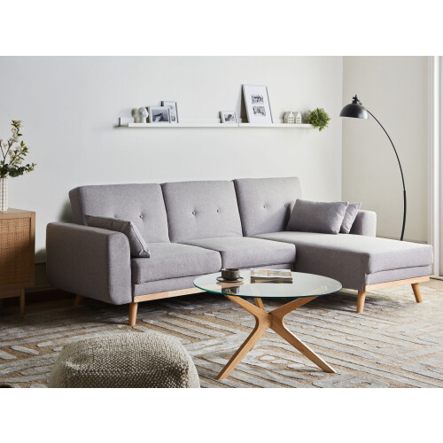 Beliani Corner Sofa Bed KAARINA Fabric Grey Left Hand 1