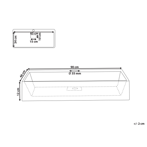 Beliani Wall Hung Basin QUENKO 900 x 460 mm Mineral Cast White 2
