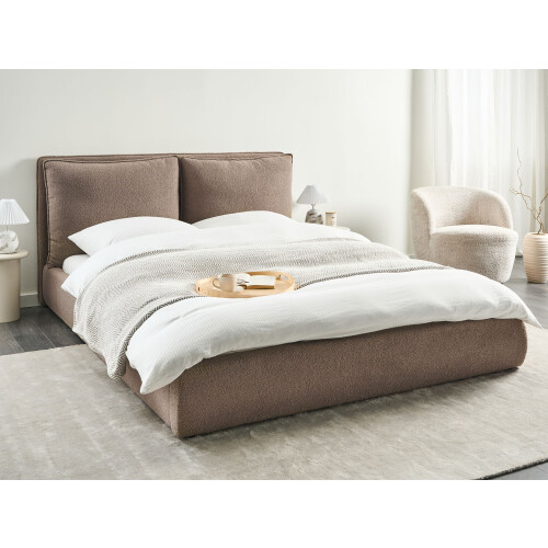 Beliani Bed Boucle BAJONNA 160 x 200 cm (EU King Size) Brown 1