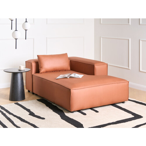 Beliani Left-Hand Chaise Longue BRANDE Fabric Golden Brown 1