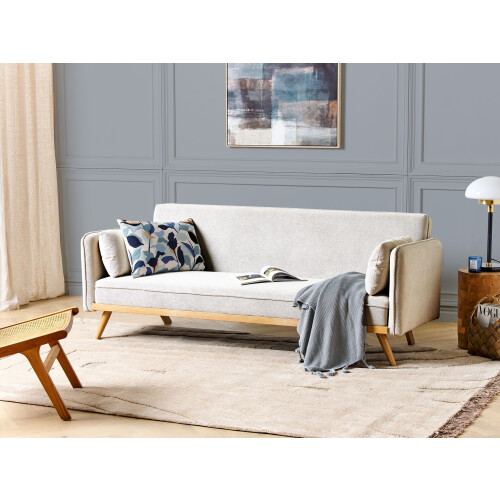 Beliani Sofa Bed 3 Seater ASAA Fabric Off-White 1