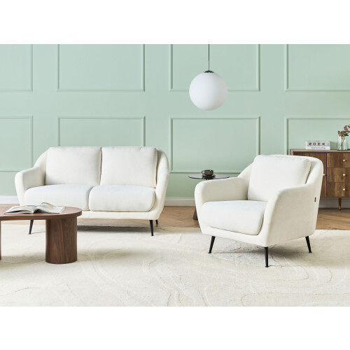 Beliani Living Room Set 3 Seater EIBY Chenille White 1