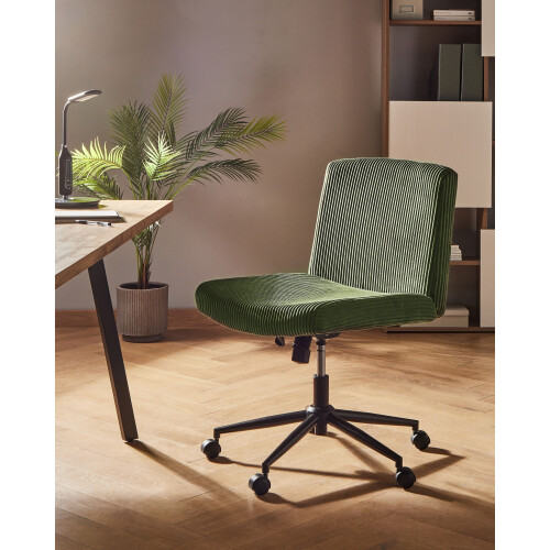 Beliani Desk Chair GEDDES Corduroy Green 1