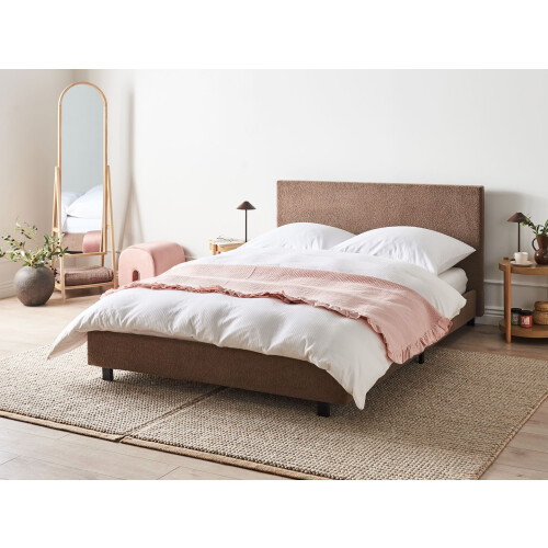 Beliani Bed Boucle ALBI 140 x 200 cm (EU Double) Brown 1