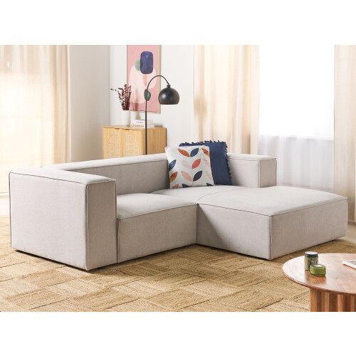 Beliani Corner Sofa 2 Seater VERNON Fabric Light Beige Left Hand 1