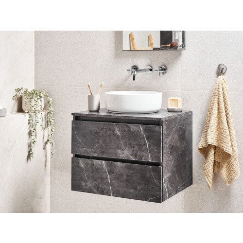 Beliani Wall Mounted Vanity Unit SERRA 60 cm Black Marble 1
