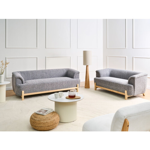 Beliani Living Room Set 5 Seater ALNOR Fabric Dark Grey 1