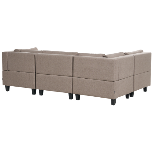 Beliani Modular U-Shape Sofa 5 Seater UNSTAD Fabric Brown 2