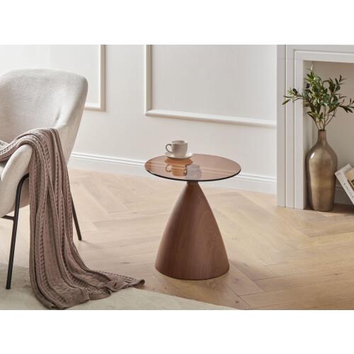 Beliani Side Table CORELLA Tempered Glass Brown 1