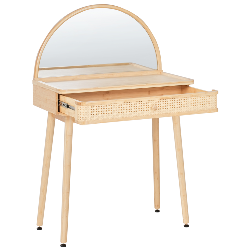 Beliani Dressing Table with Mirror RANCHERIA Light Brown 1