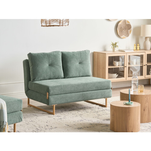 Beliani Sofa Bed 2 Seater JERSLEV Fabric Light Green 1