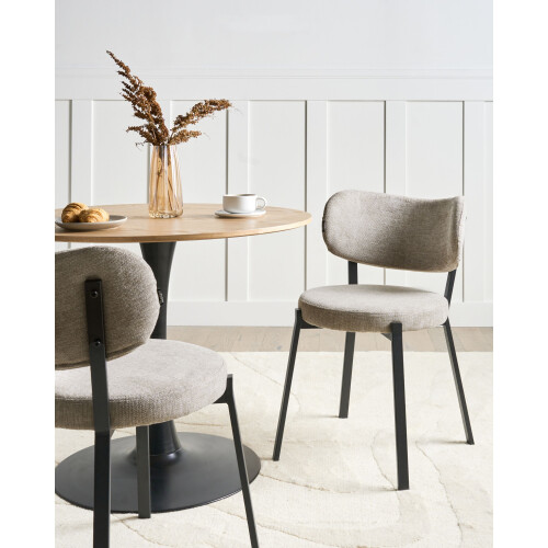Beliani Set of 2 Dining Chairs BRONTE Fabric Beige 1