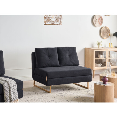Beliani Sofa Bed 2 Seater JERSLEV Fabric Black 1