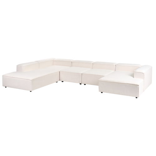 Beliani Modular Corner Sofa 5 Seater ARDAL Boucle Off-White Right Hand 1