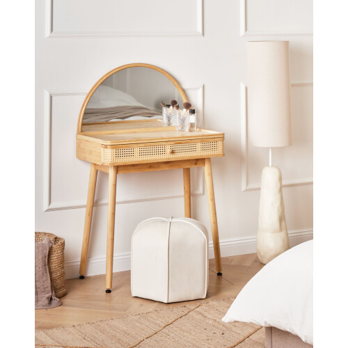 Beliani Dressing Table with Mirror RANCHERIA Light Brown 1