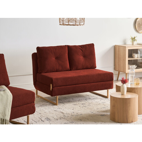 Beliani Sofa Bed 2 Seater JERSLEV Fabric Red 1