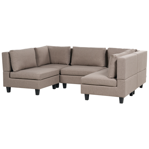 Beliani Modular U-Shape Sofa 5 Seater UNSTAD Fabric Brown 1