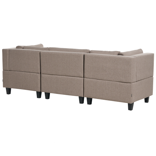 Beliani Modular Sofa 3 Seater UNSTAD with Ottoman Fabric Brown 2