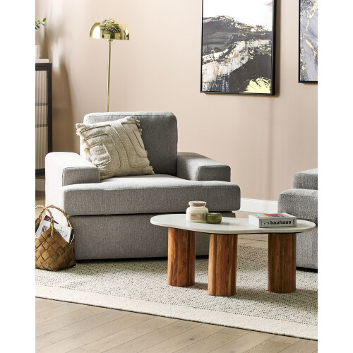 Beliani Set of 2 Armchairs ALLA Fabric Light Grey 1
