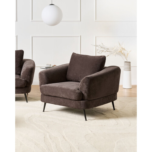 Beliani Armchair KJAER Chenille Dark Brown 1